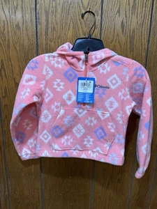 Columbia Benton Springs Hooded 1/2 zip Fleece Youth Girls XS Geometic NWT - Picture 1 of 3