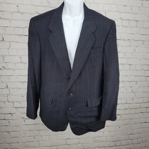 Hart Schaffner Marx Navy 100% Wool Pinstriped 2 Button Blazer Sport Coat USA 40R - Picture 1 of 17