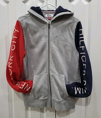 TOMMY HILFIGER Hombres Cremallera Completa Logo Polar Sudadera con Capucha Gris Grande Foto 1 de 4