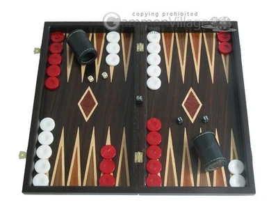 Free Shipping! Open Box! 19"  Palisander Backgammon Set with Double Inlays - Image 1 of 4