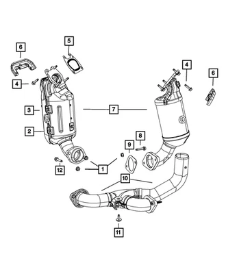 Colector convertidor catalítico y escape original Mopar trasero 68036150AL Foto 1 de 4