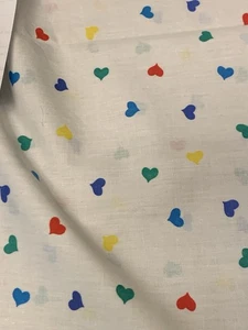 Bright Hearts Fabric 100% Cotton 18”x20” Quilting Crafts Red Blue Yellow Green - Picture 1 of 3