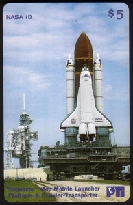 NASA 10: 5 $. Endeavor Atop Mobile Launcher Plattform & Transporter Telefonkarte - Bild 1 von 2