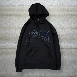 Vintage Y2K Rock Revival Hoodie Herren M schwarz Polyester Pullover - Bild 1 von 2