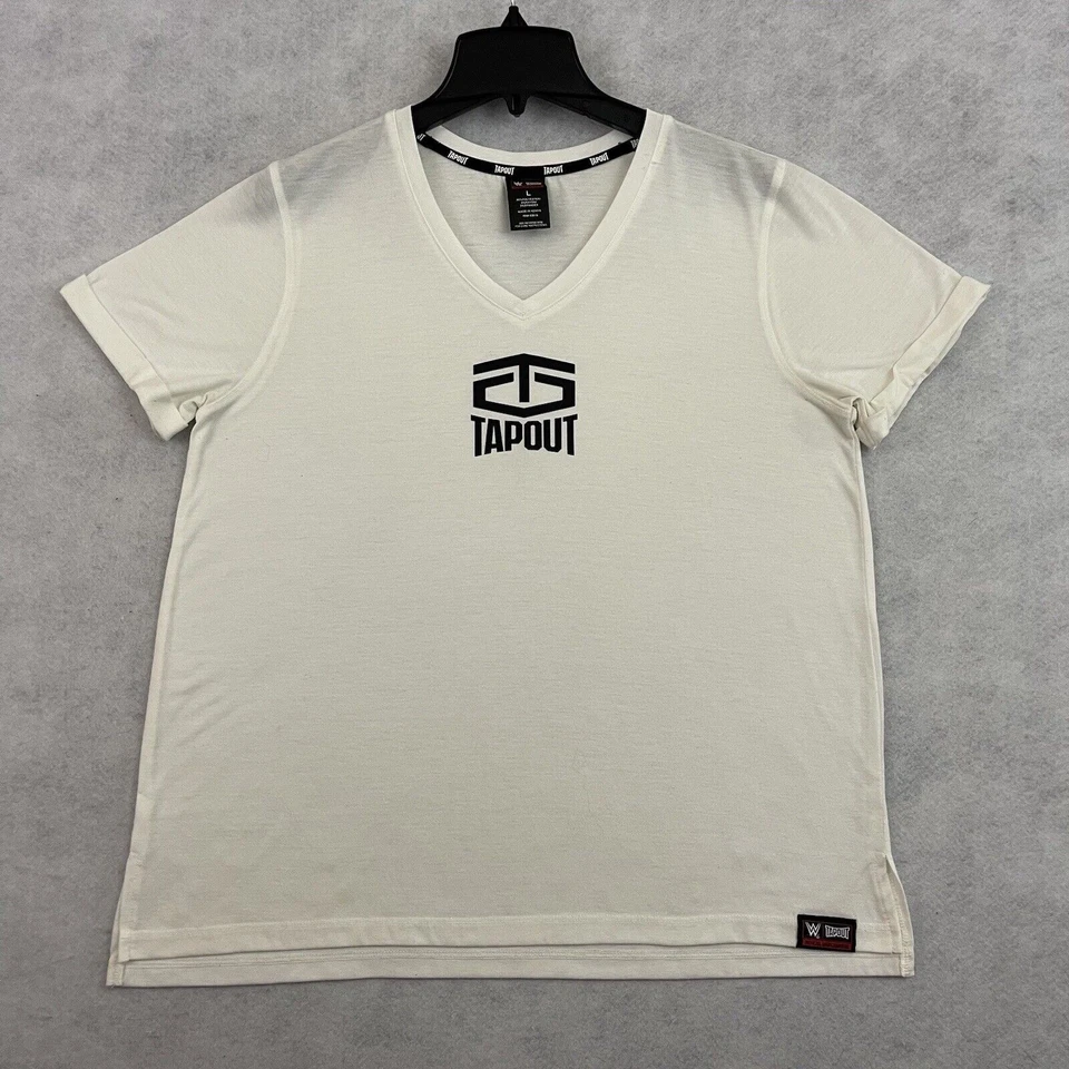 Tapout Shirt Womens Large White Short Sleeve V Neck UFC MMA WWE - Image 1 of 4