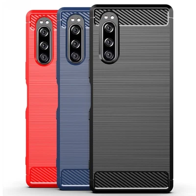Funda Delgada Fibra de Carbono Suave TPU Cubierta Para Sony Xperia 1 5 10 VII VI V IV III II Foto 1 de 4