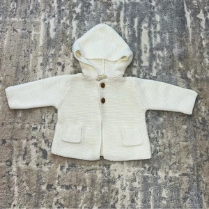 Zara Mini Bebé Niño Niña Con Capucha Eslabón Tejido Suéter Chaqueta Cárdigan Marfil 1-3 - Imagen 1 de 6