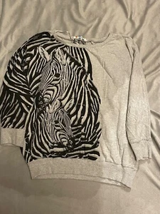Denim Co Ladies Zebra Grey Jumper Size UK 10 - Picture 1 of 2