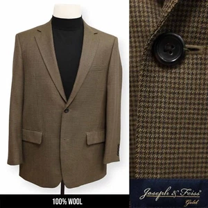 JOSEPH & FEISS GOLD uomo marrone pied de poule sport cappotto tuta giacca blazer 40 R - Foto 1 di 13