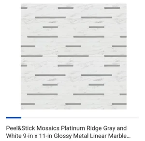 Peel-and-Stick Mosaik Wandfliese, 9""x11"" - Platin Ridge grau/weiß - Bild 1 von 6