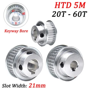 HTD 5M Timing Belt Pulley BF-Type 20T-60T Keyway Bore, For 20mm Wide Timing Belt - Picture 1 of 14