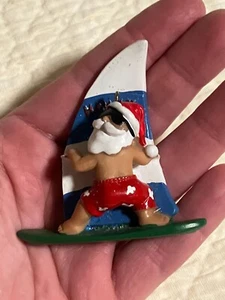 Vintage Hawaii Christmas Ornament - Santa Surfboard Sailing Sailboat - Picture 1 of 9