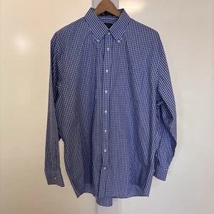 John W. Nordstrom Shirt Mens Dark Blue Plaid Button Down Traditional Fit 17/34 - Picture 1 of 10