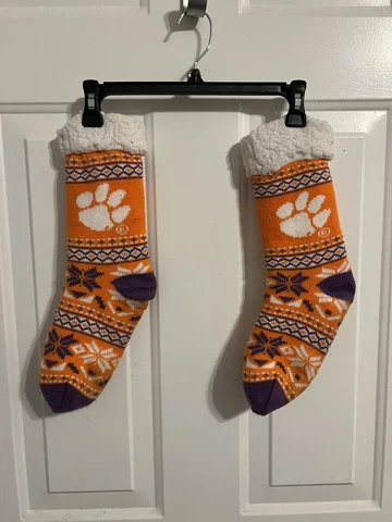 Clemson Tigers FOCO Footy Slippers Socks Non Skid Orange Fits W 6-10 Cover
