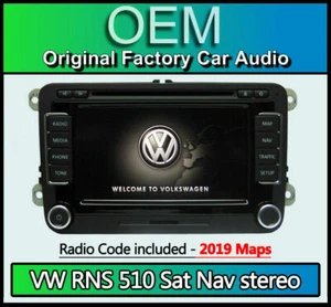VW RNS 510 sat nav stereo VW Passat Navigation CD DVD radio with code V16 MAPS - Picture 1 of 6