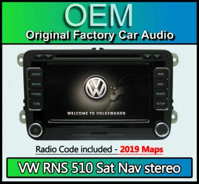 VW RNS 510 sat nav stereo VW Passat Navigation CD DVD radio with code V16 MAPS - Image 1 of 4