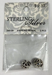 2 PCS Sterling Silver 2009 Sterling Beads Jewelry Replacements/Crafts/Repair - Picture 1 of 3