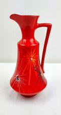 Vtg Italian Bertoncello red ceramic vase retro space age jug pitcher firework