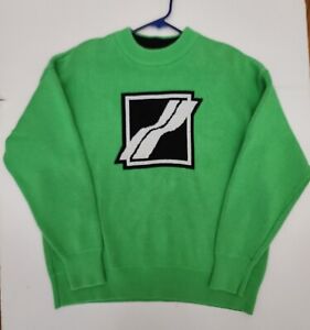 We11done Sweater Green Unisex Logo Pile Knit Jumper Size S Wool MIx