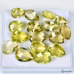 110.20 Ct Unheated Yellow Lemon Quartz Brazil Pear With Checkerboard Table 16 Pc - Picture 1 of 7