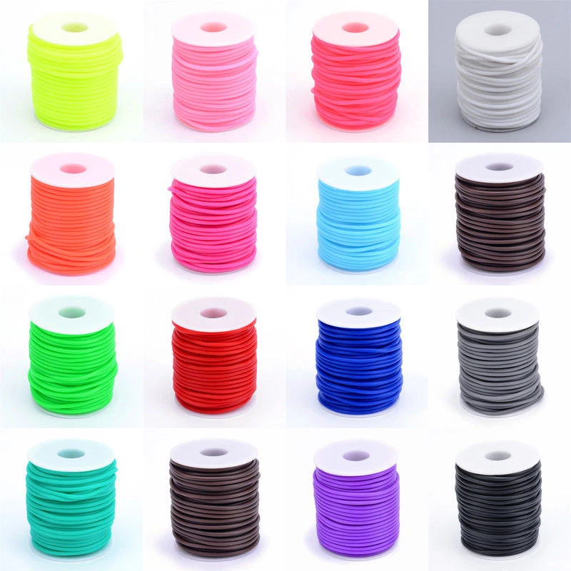Cuerdas de goma tubulares de PVC hueco colorido 85 pies/rollo hilo de joyería 3 mm Foto 1 de 1
