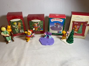 Lot of 3 Winnie the Pooh & Piglet Hallmark Keepsake Ornaments 1 Merry Miniature - Picture 1 of 24