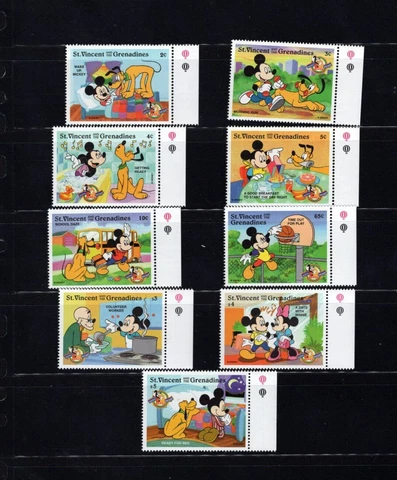 St Vincent Disney 2562-70 Mickeys Birthday VF MNH Complete Set A2 Cover