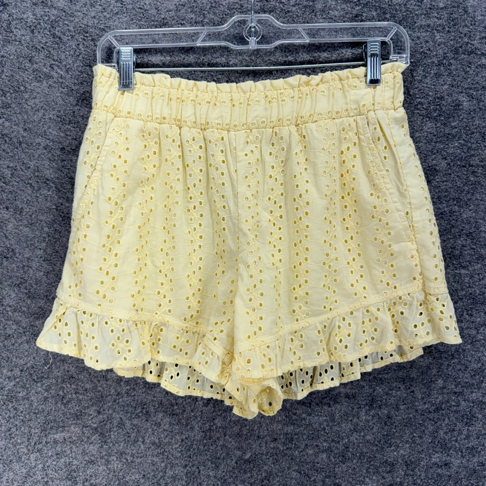 Pantalones Cortos Hollister Mujer S Pequeños Amarillos Geométricos Bordados Calientes Algodón Foto 1 de 4