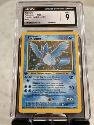 POKEMON 1999 Articuno 2/62 Fossil Holo 1st Edition Mint 9 - Image 1 of 2