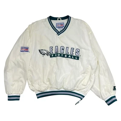 JAQUETA PULÔVER INICIANTE VINTAGE ANOS 90 NFL PHILADELPHIA EAGLES TAMANHO M - Imagem 1 de 4