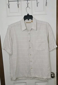 The Havanera Co Shirt Mens XL Beige Button Up Short Sleeve Preppy Lined Cotton  - Picture 1 of 6