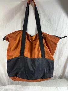 Vintage L.L. Bean Extra Large Nylon Tote Bag Orange Black Duffle Travel Gym - Picture 1 of 12