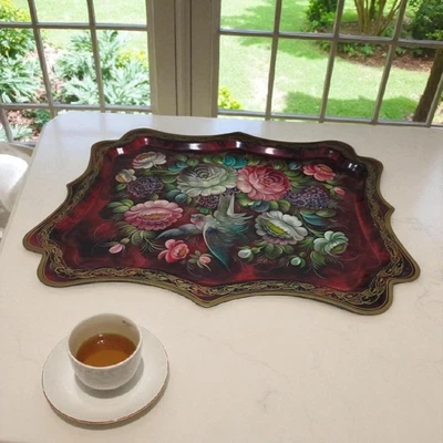 Tray Russian Jostovo With Multicolored Flowers - Image 1 of 4