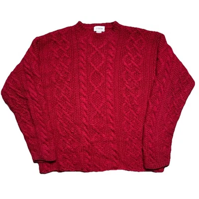 Suéter Jcrew Grande Rojo Remero Cable Tejido a Mano Lana Pullover De Colección Grueso Años 90 Foto 1 de 4