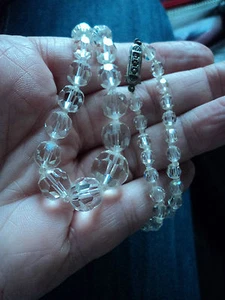 GENUINE ART DECO CZECHOSLOVAKIAN CRYSTAL & 835 SILVER CLASP GRADUATING NECKLACE - Picture 1 of 4