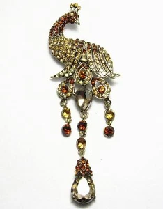 COLGANTE DE PIN BROCHE DE MODA PAVO REAL COLGANTE CANELA CRISTAL DE IMITACIÓN AUSTRIACA - Imagen 1 de 4