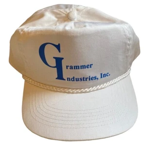 Vintage Grammer Industries White Snapback Trucker Hat Cap Braided Rope - New! - Picture 1 of 6