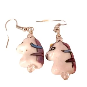 Handcrafted Artisan Earrings, Unicorns Magical Fairytale & Fantasy - Bild 1 von 6