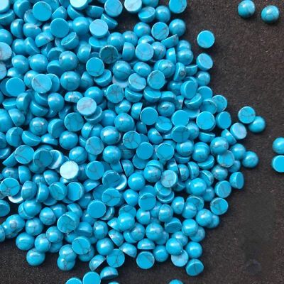 Cabujón redondo de piedra turquesa azul artificial de 6 mm para hacer joyas 50 un. Foto 1 de 4