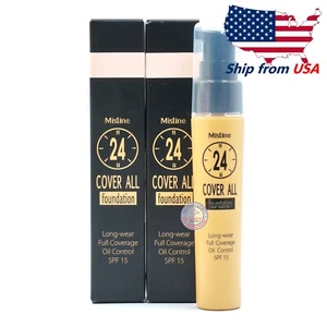 Mistine 24 Cover All Foundation Full Coverage Oil Control, F2 Medium Skin 25g x2 - Picture 1 of 5