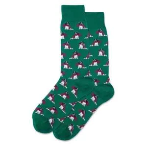 Holiday Festive Dogs Men Crew Socks Size 10-13 Hot Sox St Bernard Fashion New Gn - Picture 1 of 1