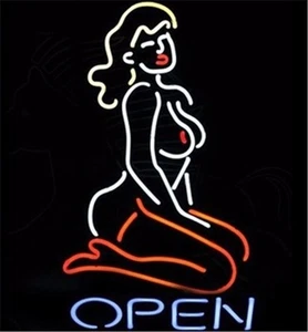 24"x20"Open Live Nudes Neon Sign Light Handmade Real Glass Tube Wall Hanging Art - Picture 1 of 1