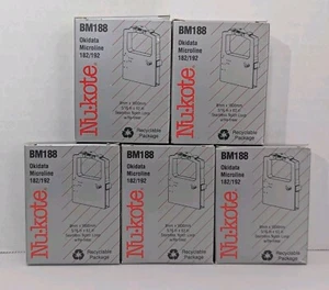 LOT 5 Nukote BM188 Black Replacement Ribbon Okidata Microline 182 192 NEW NOS - Picture 1 of 4