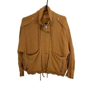 Giacca nuova con etichette BlankNYC Dolman manica dettagli coulisse tessuto orlo grezzo donna XS marrone - Foto 1 di 12