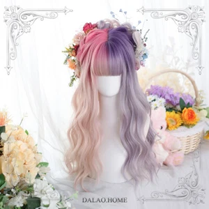 Harajuku Lolita Girl Noble Daily Hairpiece Cosplay Gradient Curly Long Wig - Picture 1 of 5