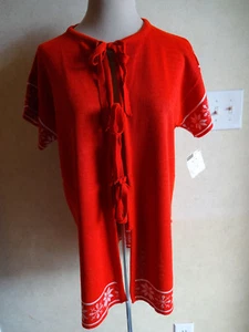Vintage NOS 1970s Womens Red Sherry Gale Sweater L Abraham & Strauss Snowflakes - Picture 1 of 7