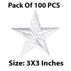 White Star Patch Embroidery Iron On Applique Patch Pack Of 100 Pieces - Picture 1 of 1
