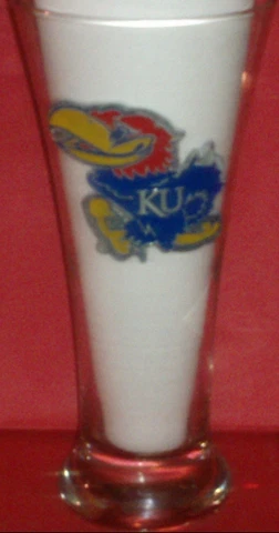 Kansas Jayhawks NCAA Champs Pilsner Beer Glass~Pewter/Glass(19oz-9" Tall)NEW Cover