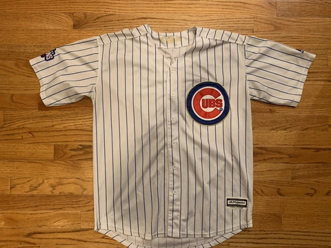 Majestic 2016 World Series Chicago Cubs Kris Bryant Gold Jersey Mens L EUC RARE Cover