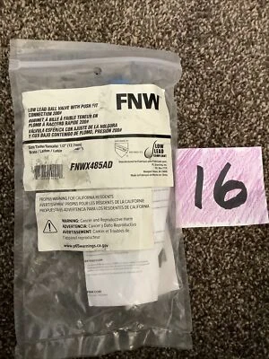 FNW Full Port Push-Fit Ball Valve Brass 200 PSI 1/2" FNWX485AD  - Image 1 of 2
